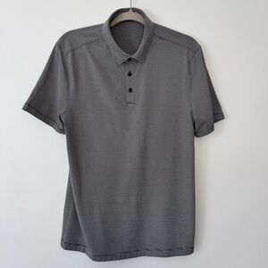Lululemon Men's Evolution Polo Tonka Stripe Obsidian Vapor Short Sleeve Shirt S